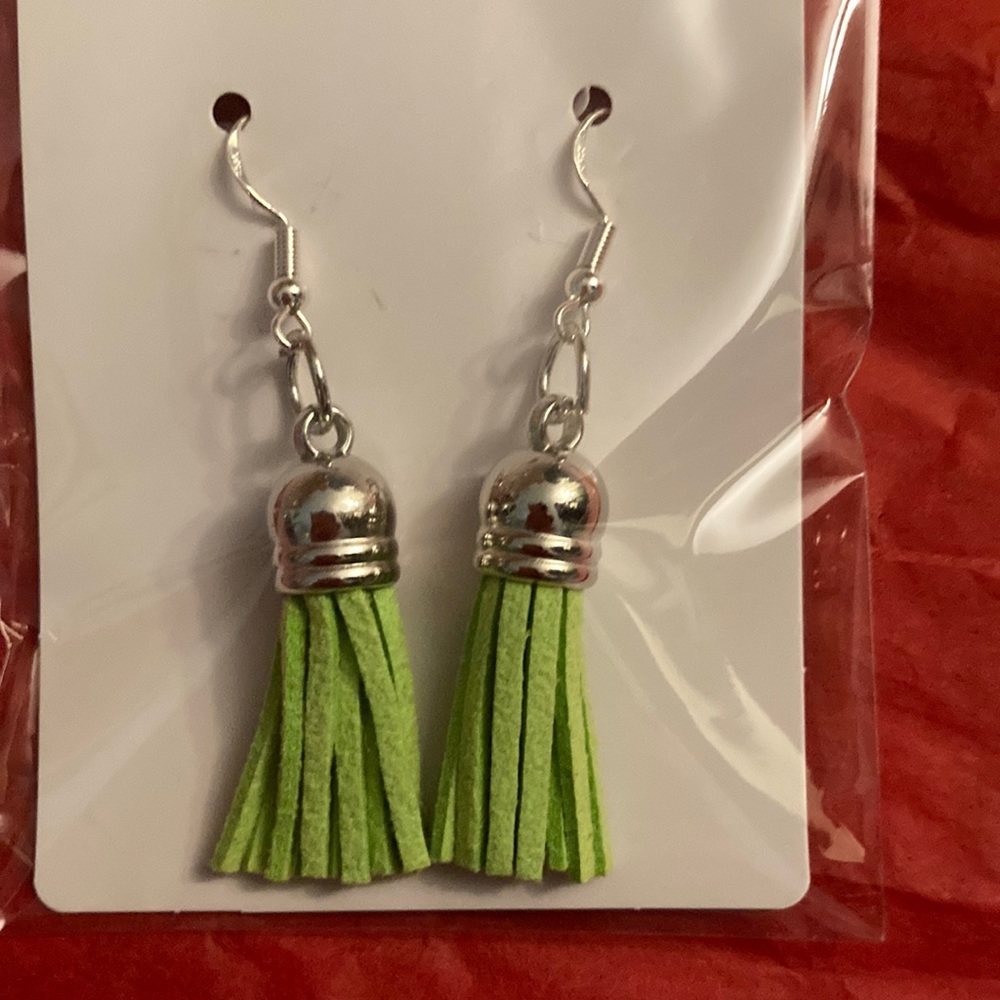 Bright Green Tassel Earrings